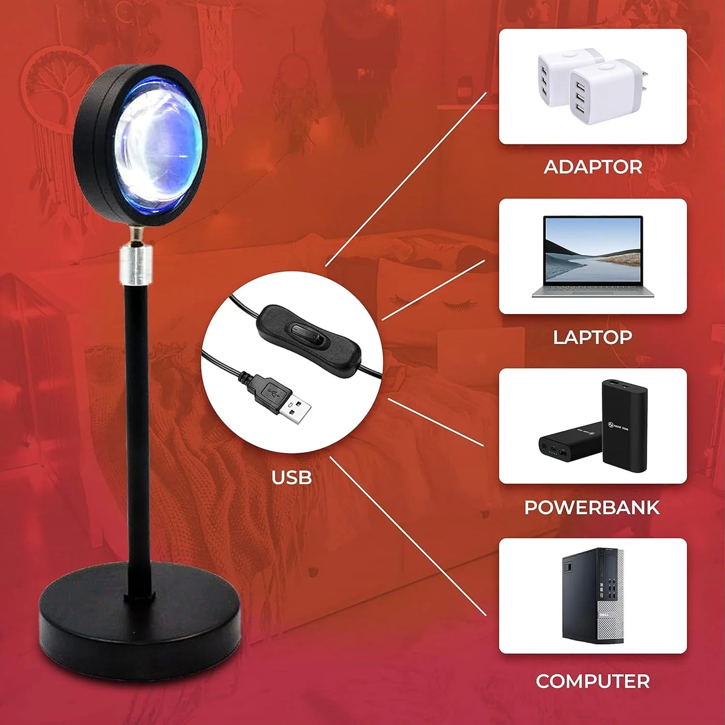 LÁMPARA PROYECTORA DE ATARDECERES CON 16 COLORES + ENVÍO GRATIS