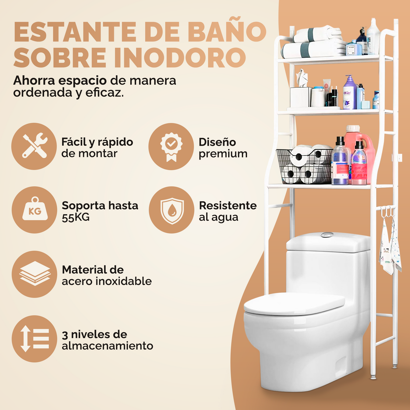 ESTANTE SOBRE INODORO + ENVÍO GRATIS